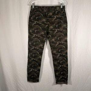 Gap Camo Pants Womens 0 Green Camo Khaki Broken-In Straight Cotton Blend